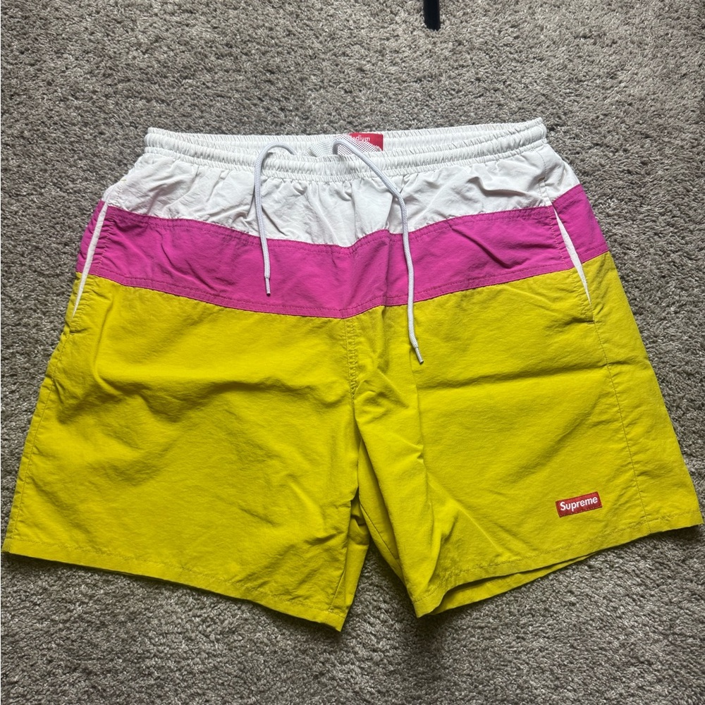 Supreme Split Logo Water Short Gold Pink White Size Medium SS17